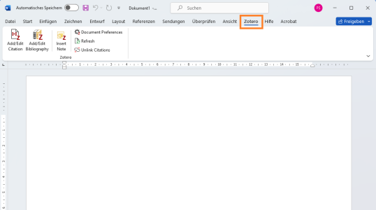 Zotero Add-on in Word